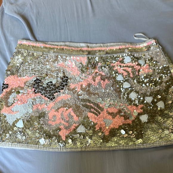 Sequin Embellished Skirt - Pink and Gold